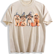Goldendoodle Halloween Vintage Washed T-Shirt in Beige