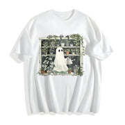 Plant Ghost Halloween Plant Cotton T-Shirt in White