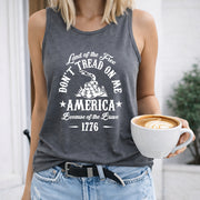 America Land of Free Women's Color Cotton Tank Top in Gray