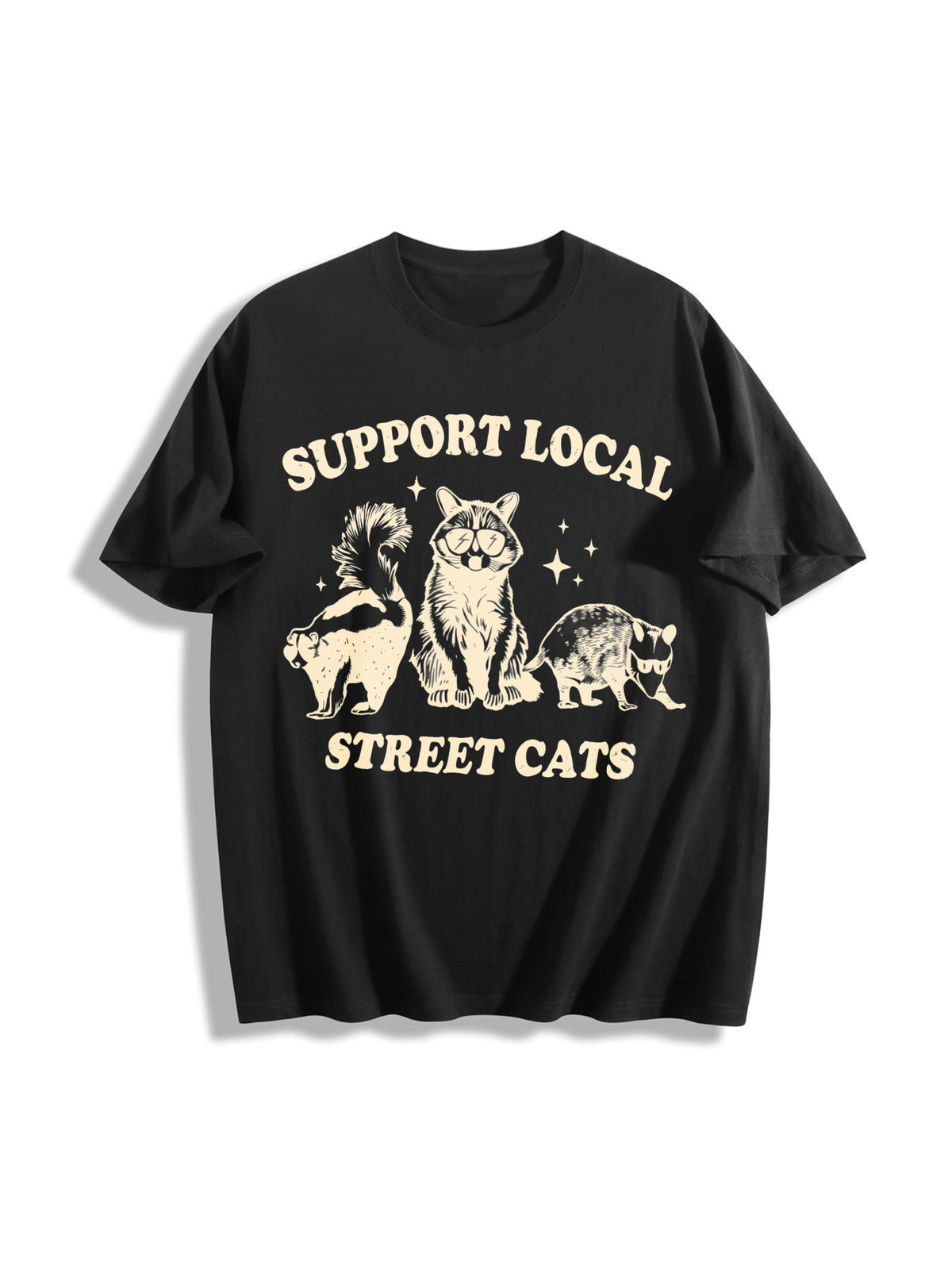 Support Local Street Cats Cotton T-Shirt in Black