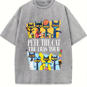 Pete the Cat the Eras Tour Vintage Washed T-Shirt in Gray