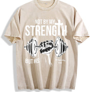 Not by My Strength but His Philippians 4:13 Vintage Washed T-Shirt in Beige