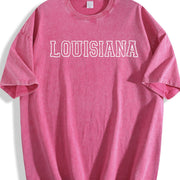 Louisiana Fan College Student Vintage Washed T-Shirt in Red