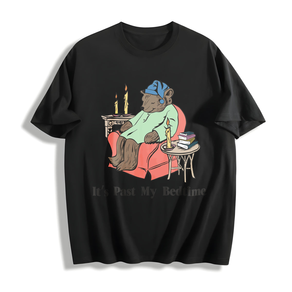 It's Past My Bedtime Sleepy Bear Cotton T-Shirt in Black