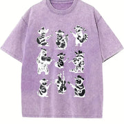 Animal Musicians 90s Tattoo Vintage Washed T-Shirt in Purple