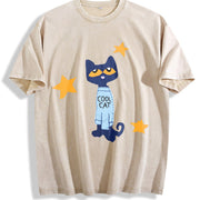 Halloween/Christmas Geometric Vintage Washed T-Shirt in Beige