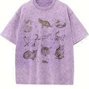 Cats 90s Retro ® Y2k Kitten Vintage Washed T-Shirt in Purple