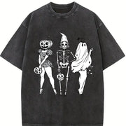 Halloween Spooky Girl Squad Vintage Washed T-Shirt in Black