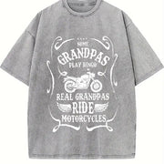 Some Grandpas Play Bingo Real Grandpas Ride Motorcycles Vintage Washed T-Shirt in Gray