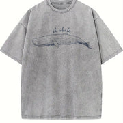 Minimalist Beach Meme Vintage Washed T-Shirt in Gray