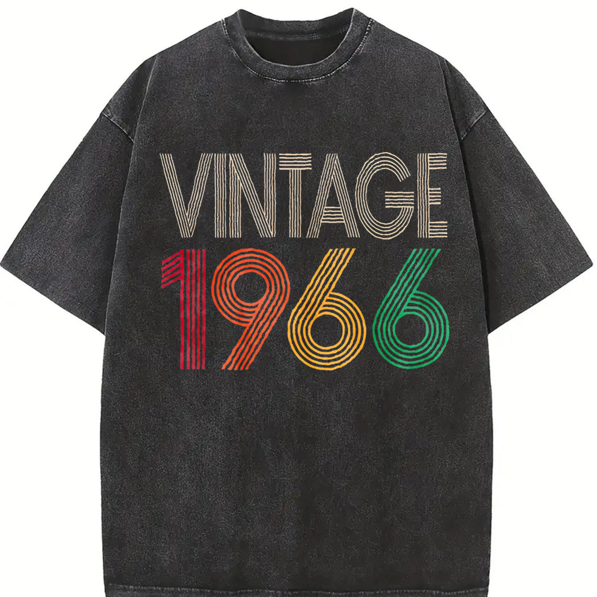 60th Birthday 1966 Vintage Washed T-Shirt in Black