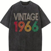 60th Birthday 1966 Vintage Washed T-Shirt in Black