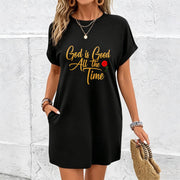 Christian Nightgown- God Is Good Always Scripture Cotton T-Shirt in Black