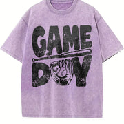 Baseball Gameday Game Day Vintage Washed T-Shirt in Purple