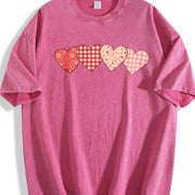 Floral Love Checkerboard Vintage Washed T-Shirt in Red