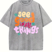 230gsm Blouse Vintage Washed T-Shirt in Gray