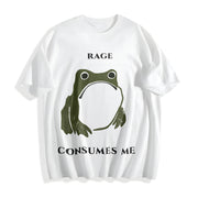 Rage Consumes Me Frog Cotton T-Shirt in White