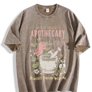 Cute Apothecary Poisons Soft Kawaii Japanese vintage washed oversized T-shirt in Brown
