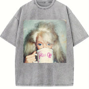 Creepy Doll Coffee Vintage Washed T-Shirt in Gray