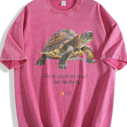 Slow Motion Turtle - Retro and Womenmen gifts vintage washed oversized T-shirt in Red
