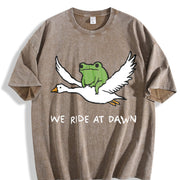 We Ride at Dawn Frog and Goose Chaotic Animal vintage washed oversized T-shirt in Brown
