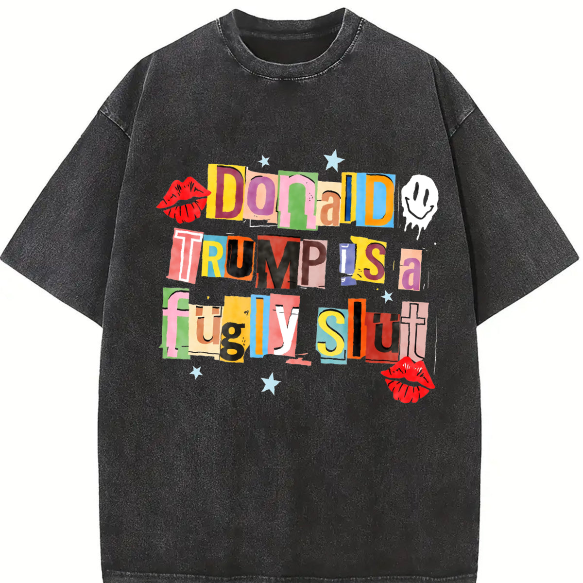 Anti Ice Wash # 100cottontee # DoubleSidedPrint # Vintage Washed T-Shirt in Black