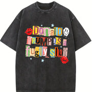 Anti Ice Wash # 100cottontee # DoubleSidedPrint # Vintage Washed T-Shirt in Black
