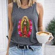 Our Lady of Guadalupe Women's Color Cotton Tank Top in Gray