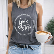 Girls Trip Great Memories Women's Color Cotton Tank Top in Gray