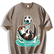 Soccer Otter Vintage Washed T-Shirt in Brown