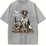 Retro Southern Hunting Vintage Washed T-Shirt in Gray