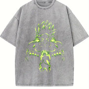 PODTIFY Supper Saiyan - Broly - DB Anime Lover vintage washed oversized T-shirt in Gray