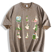 Pickle Lover Silly Goose Vintage Washed T-Shirt in Brown