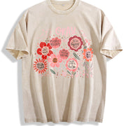 It's Okay to boho floral Flower Wildflower vintage washed oversized T-shirt in Beige