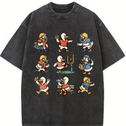 Silly Goose Football Vintage Washed T-Shirt in Black