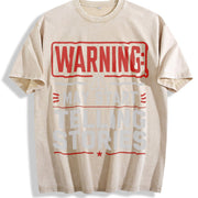 Warning May Start Telling Stories Vintage Washed T-Shirt in Beige