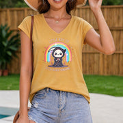 New Short Sleeved Fashionable Vest with Cute Death God Women's Color Cotton Tank Top in Yellow
