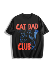 Cat Dad Cat Lover Cotton T-Shirt in Black