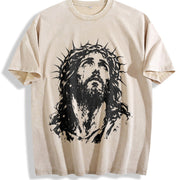 Crown of Thorns Jesus Bold Christian Faith Easter Vintage Washed T-Shirt in Beige
