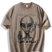 Water I Am a Black Alien Vintage Washed T-Shirt in Brown