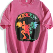 Leg Day Weightlifting Vintage Washed T-Shirt in Red