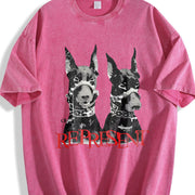 Doberman Represent Tank Vintage Washed T-Shirt in Red