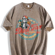 Father's Day Skull Fries Vintage Washed T-Shirt in Brown