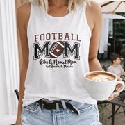 Football Mom Like Normal Mom but Louder and Prouder Women's Color Cotton Tank Top in White