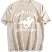 Kentucky Derby Grunge Toddler Vintage Washed T-Shirt in Beige