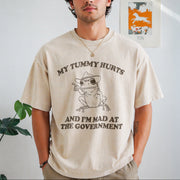 My Tummy Hurts and I'm Mad at the Government Frog Vintage Washed T-Shirt in Beige