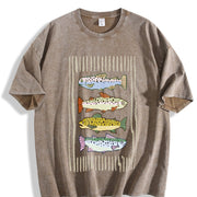 Trout Fish Retro Fish Vintage Washed T-Shirt in Brown