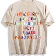 ✊🏾 Anti ICE Magazine Letters Vintage Washed T-Shirt in Beige