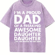 Premium Proud Dad of Freaking Awesome Daughter Father's Vintage Washed T-Shirt in Purple