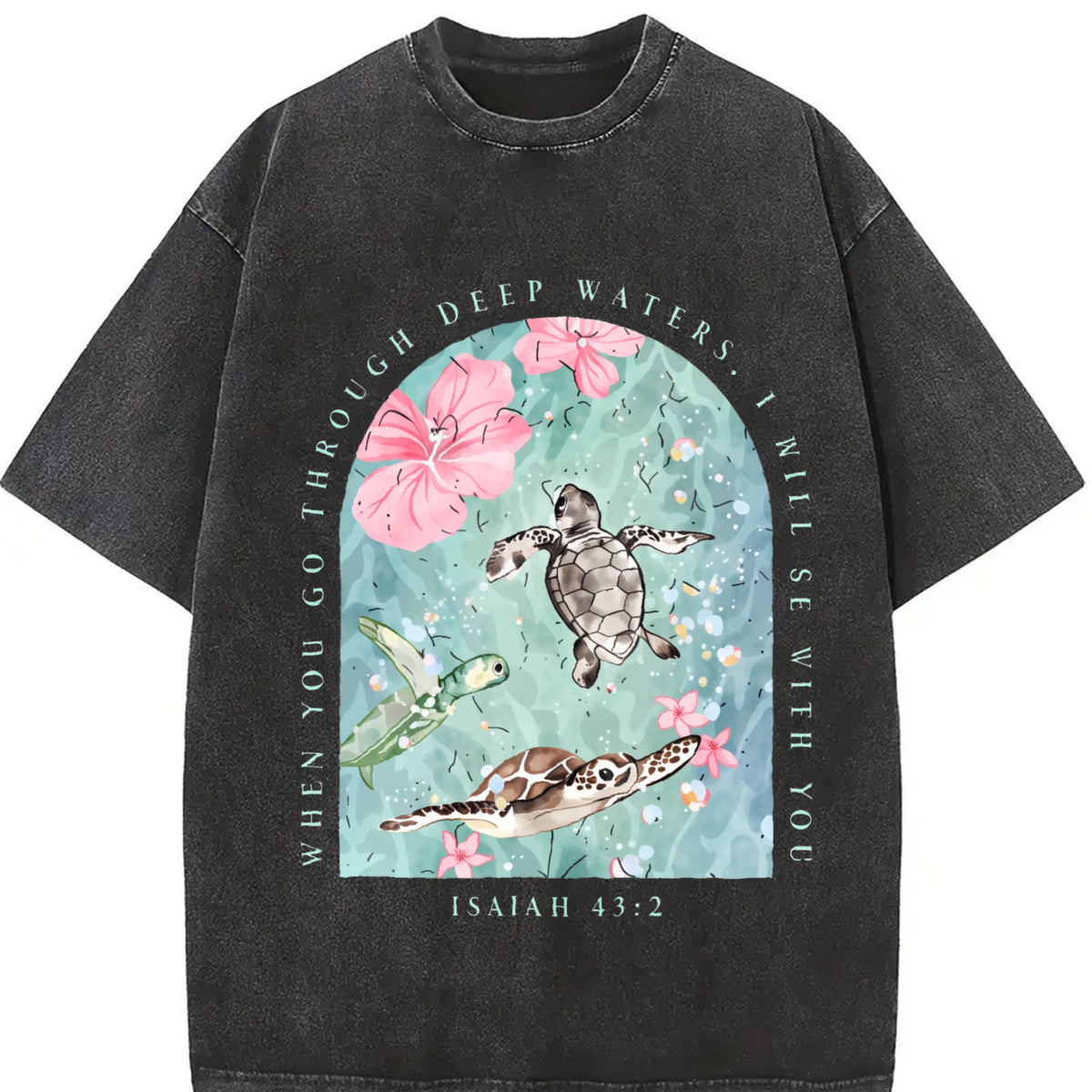 I Will Be with You Vintage Washed T-Shirt in Black